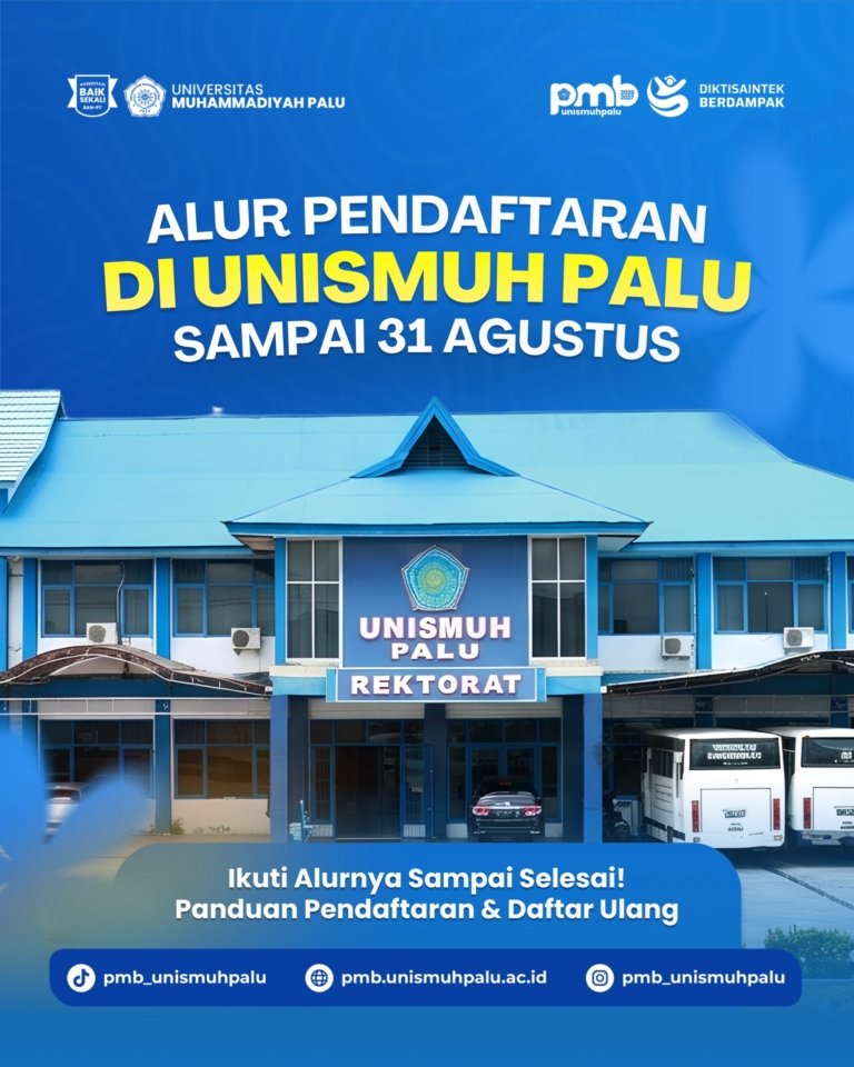 PMB Universitas Muhammadiyah Palu Resmi Diperpanjang, Pendaftaran Dibuka hingga 31 Agustus 2026