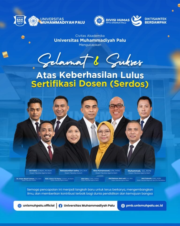 Konsisten Tingkatkan Mutu SDM, 9 Dosen Unismuh Palu Lulus Sertifikasi